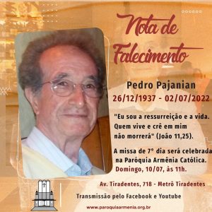 Leia mais sobre o artigo Nota de falecimento Sr Pedro Pajanian